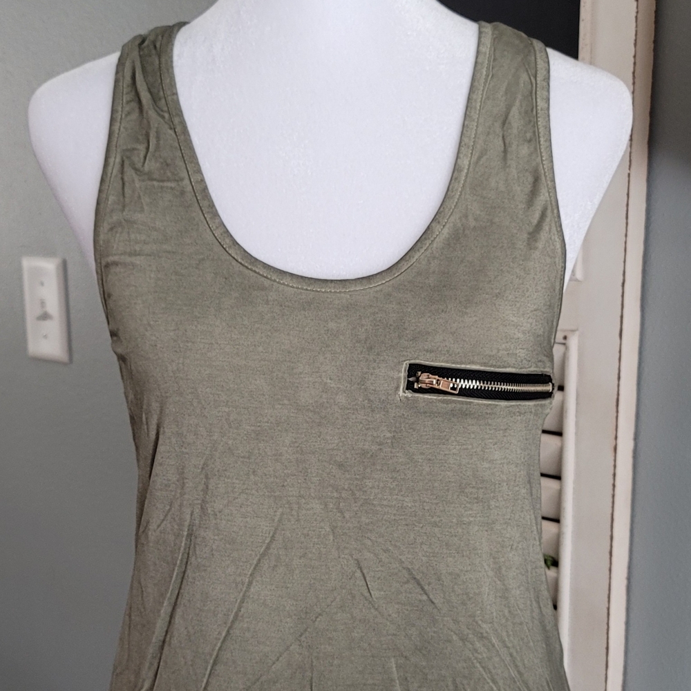 Green Tank Top with Scoop Neck